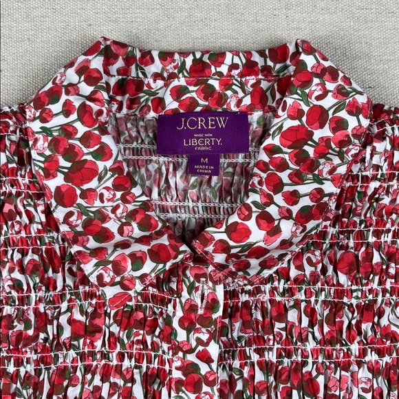 J. Crew smocked button up in Liberty Eliza’s Red 
Size: Medium - Picture 2 of 6